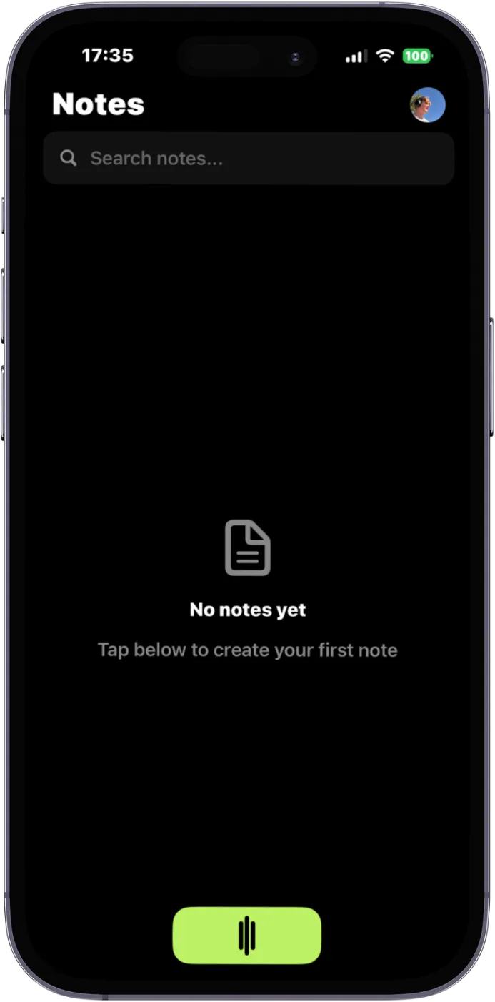 SpeaktoNotes mobile notes screen